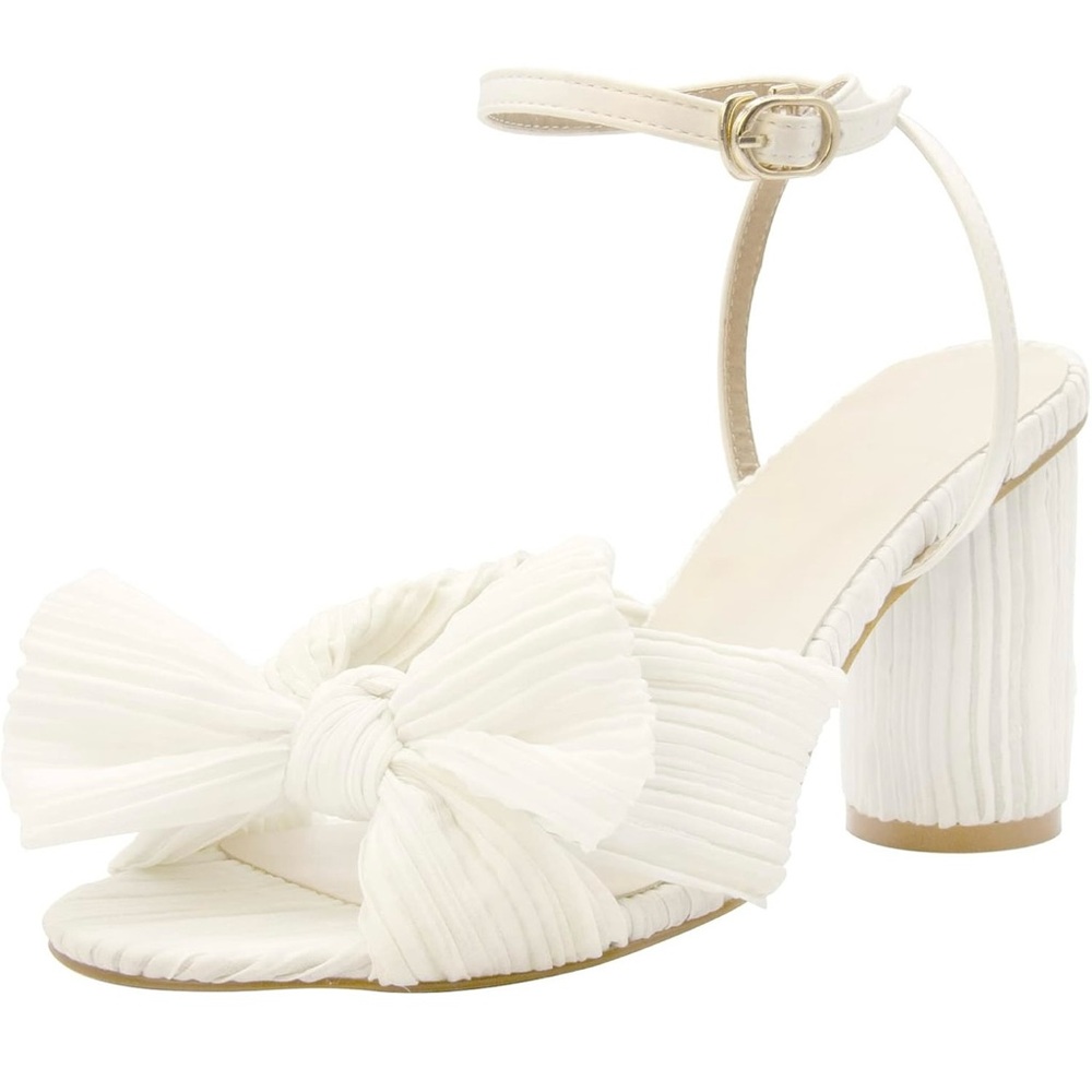 White Block Heel Wedding